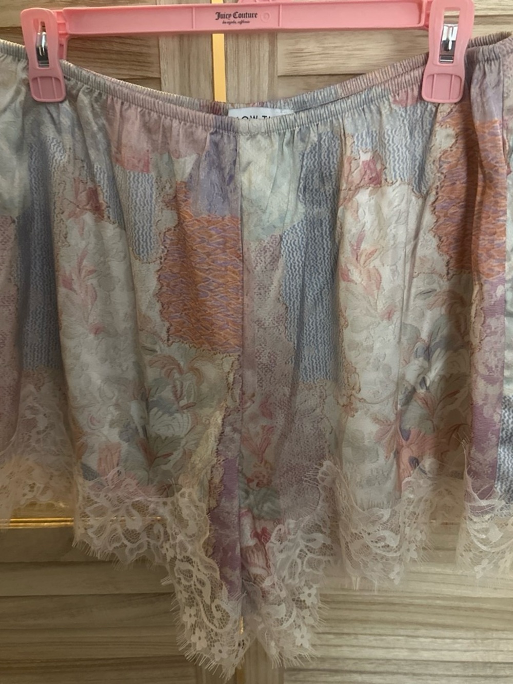 And now this  Pastel Patchwork Lace-Trim Sleep Short - Pink Multi